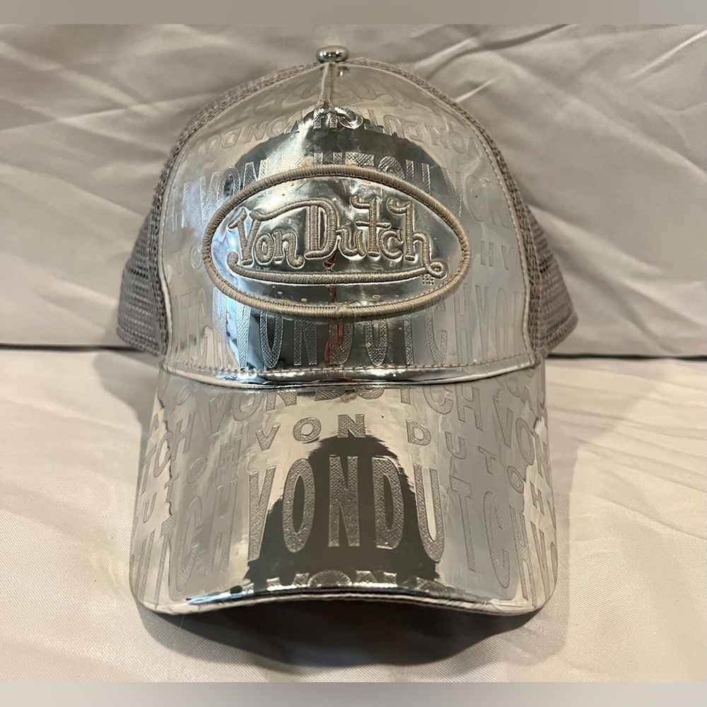 Women’s Metallic Silver Von Dutch Trucker Hat